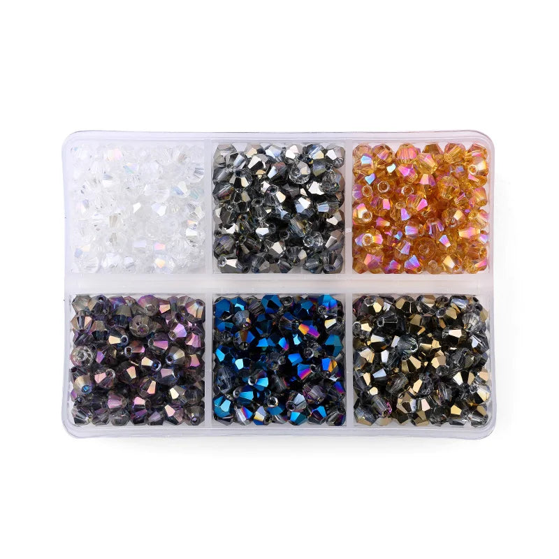 600PCS 4mm Plated Color Crystal Beads - Available in 6 Color Sets