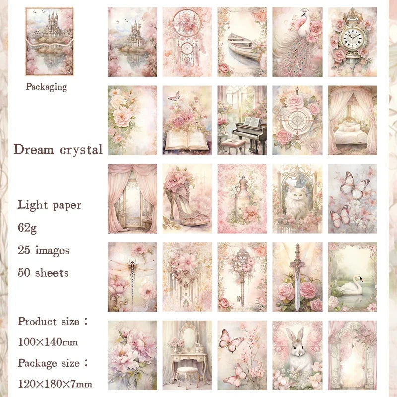 Vintage Scrapbooking Paper - 50 Pieces of Various Images