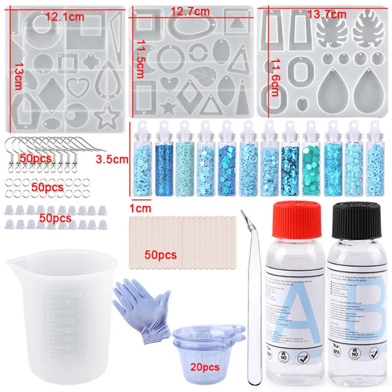 Silicone Mold Starter Kit with 1:1 Clear Epoxy Resin for Jewelry Making