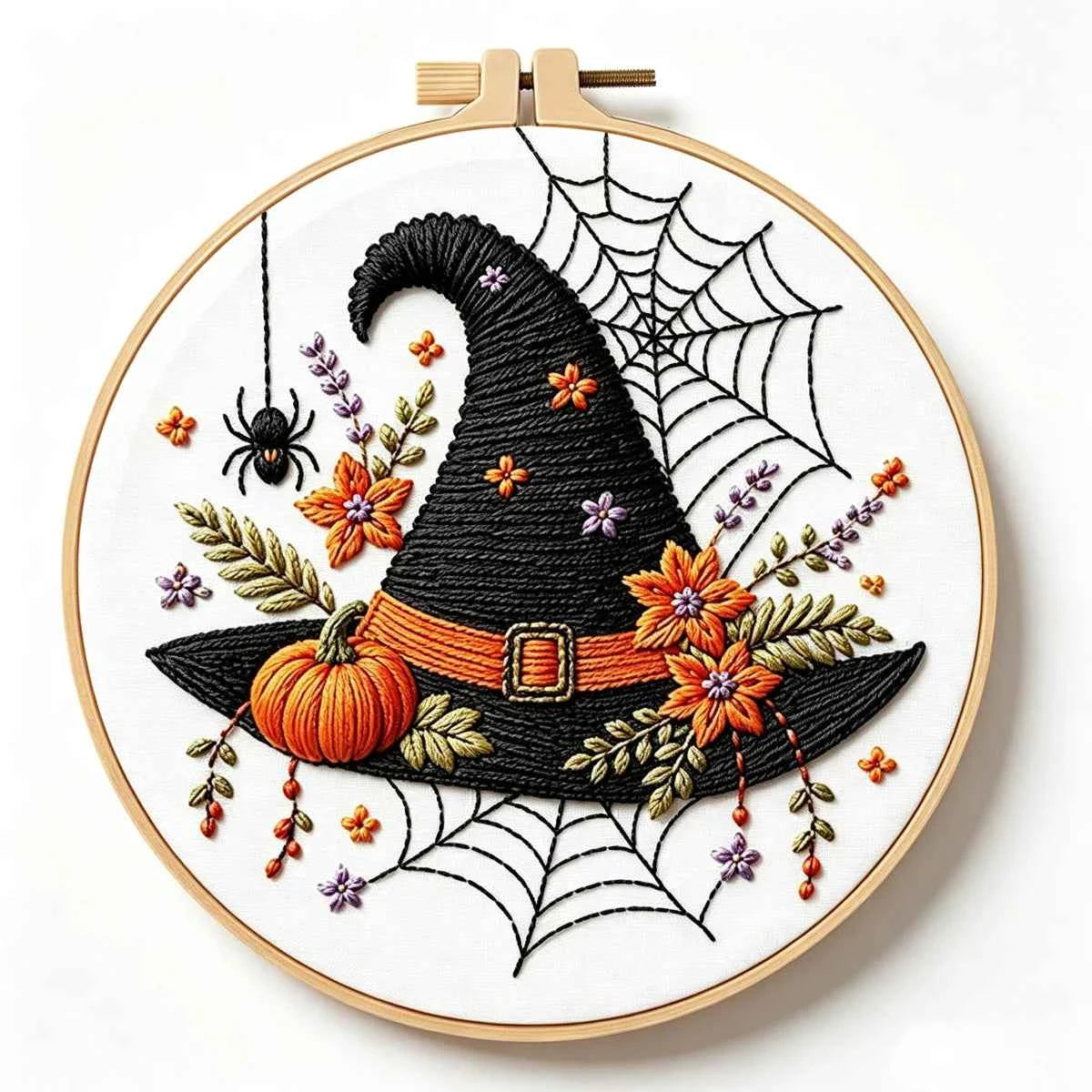 Halloween Embroidery Kit, Stamped Pattern with Thread and English Instructions