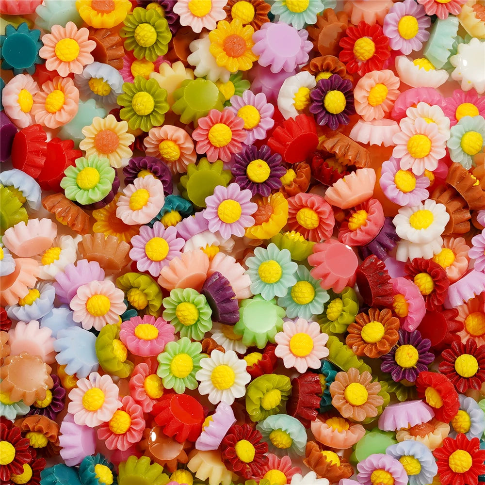 Mixed Flowers Resin Fillings for Jewelry Making - 100Pcs 6mm