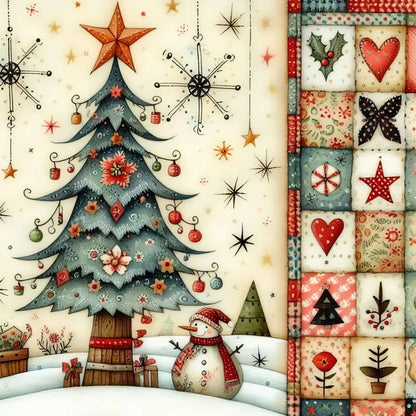 Diamond Art Christmas Tree Kits - Round and Various Sizes