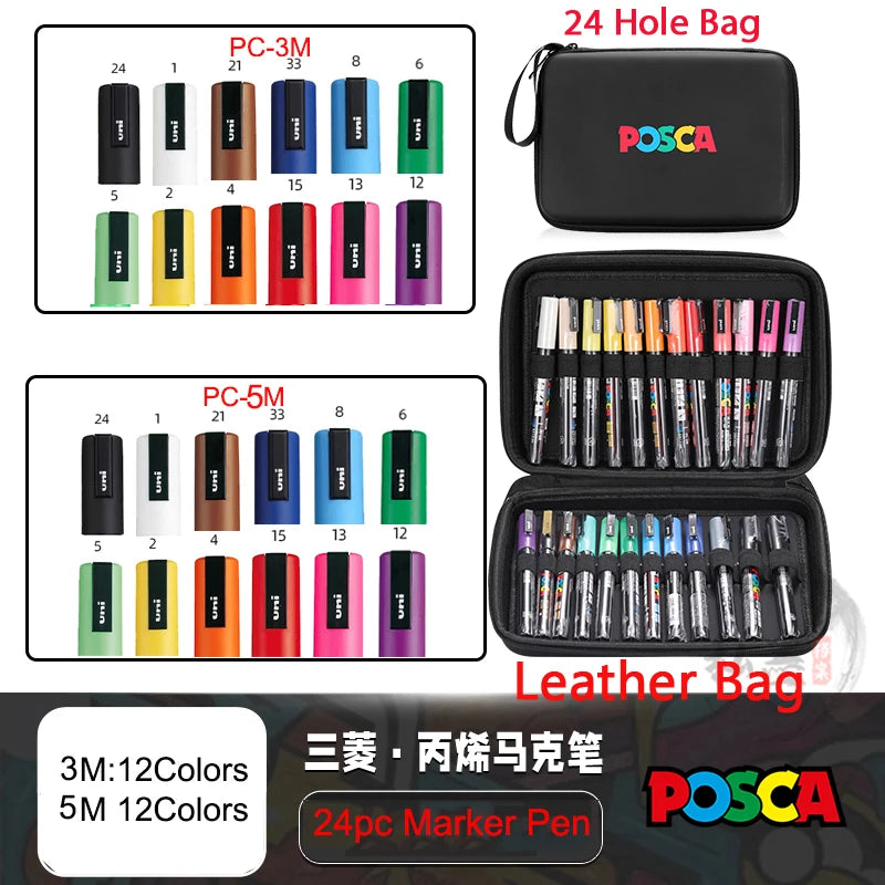 POSCA Multi-Color Marker Pen Set with case
