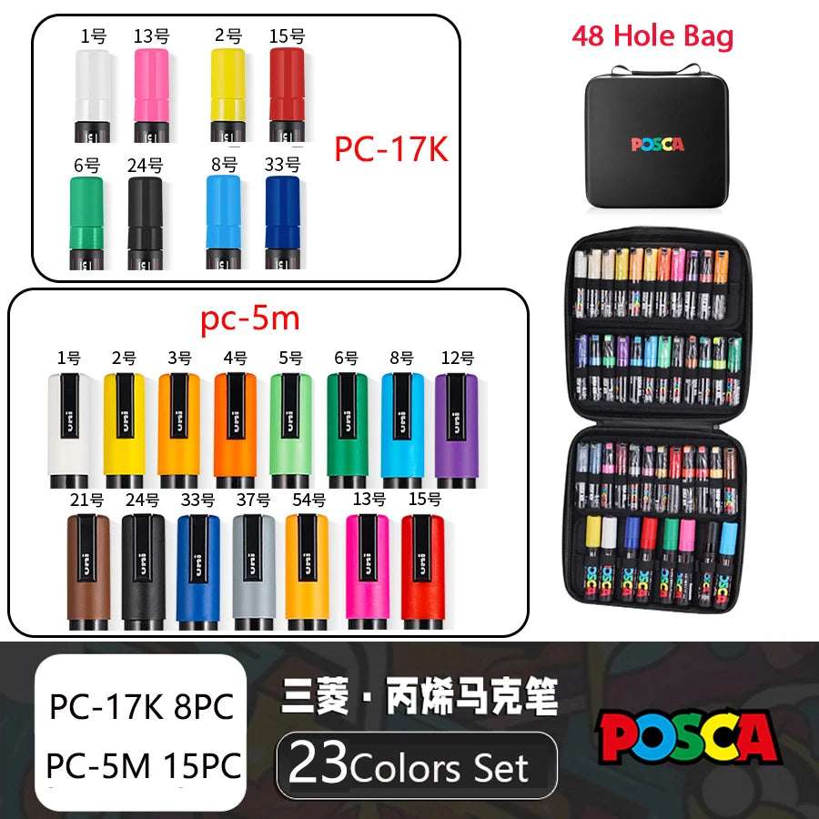 POSCA Multi-Color Marker Pen Set with case