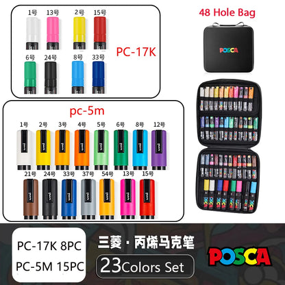 POSCA Multi-Color Marker Pen Set with case