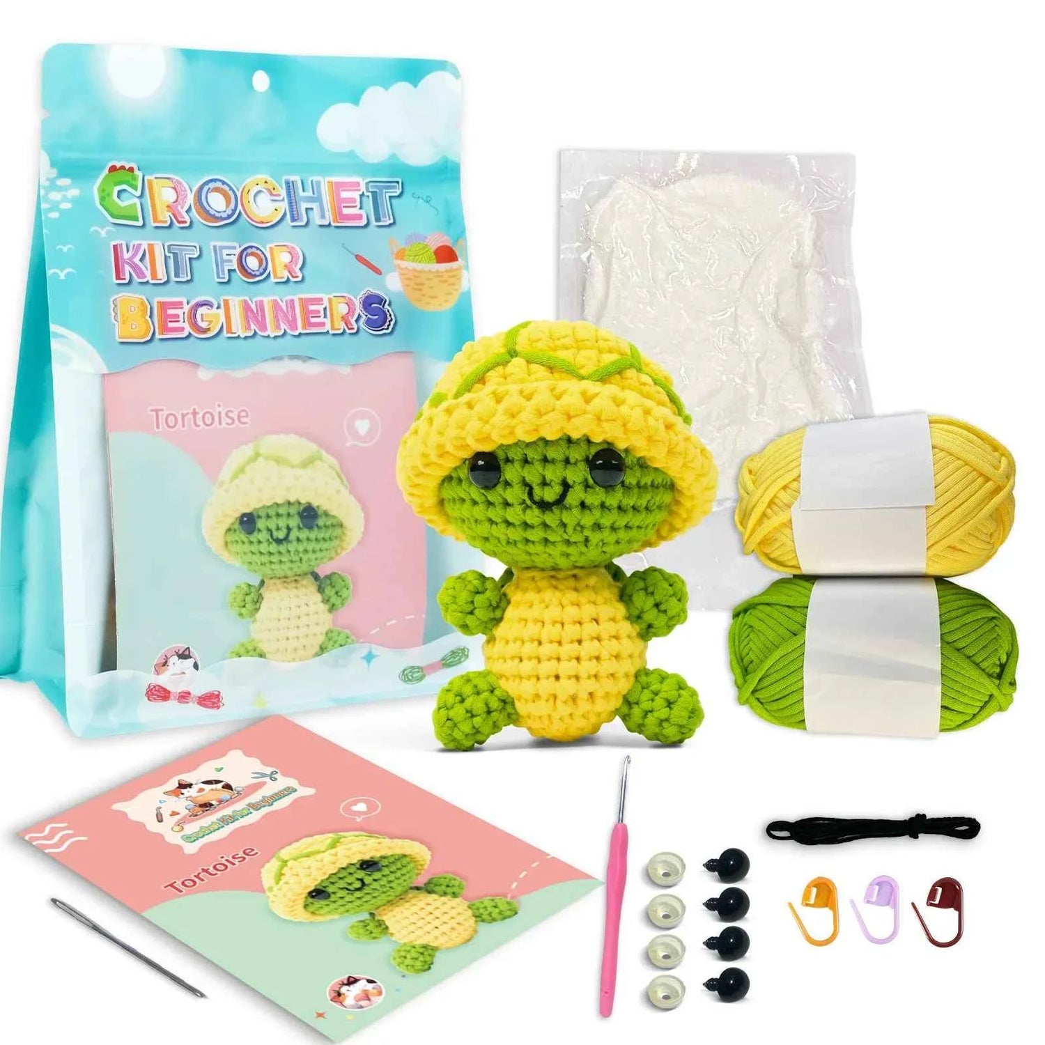 Tortoise Crochet Kit with Step-by-Step Video Tutorials for Beginners