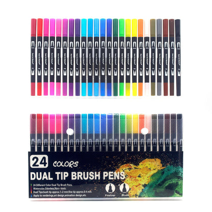 Dual-Tip Watercolor Brush Pens - Available in Sets of 12/24/36/48/60/72/100/120 Colors