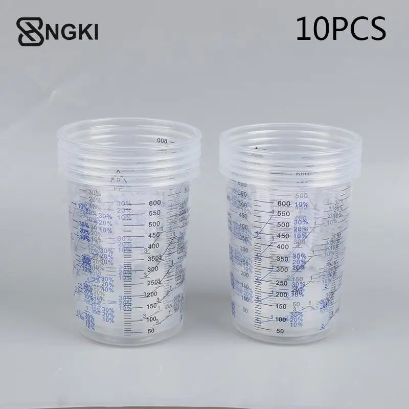 10 Disposable Clear Graduated Plastic Mixing and Measuring Cups For Paint and Resin