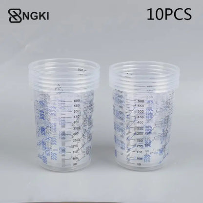 10 Disposable Clear Graduated Plastic Mixing and Measuring Cups For Paint and Resin