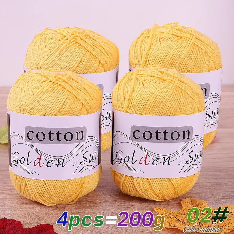 4 Pieces = 200g 100% Pure Cotton Yarn