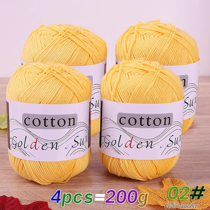 4 Pieces = 200g 100% Pure Cotton Yarn