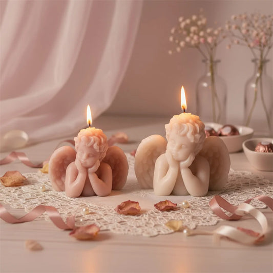 2 Styles of Angel Cherub Silicone Molds for Candle Making