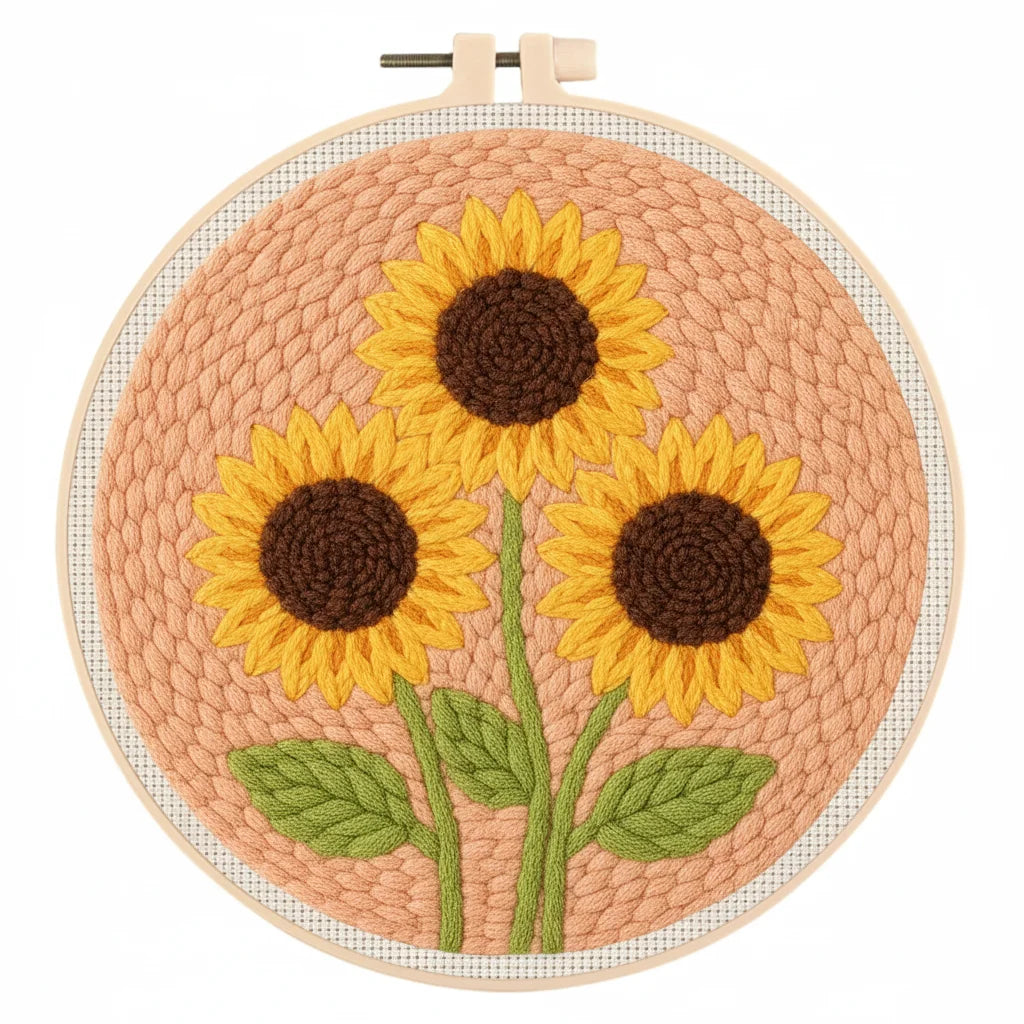 Flowers Punch Needle Kits - 20x20cm