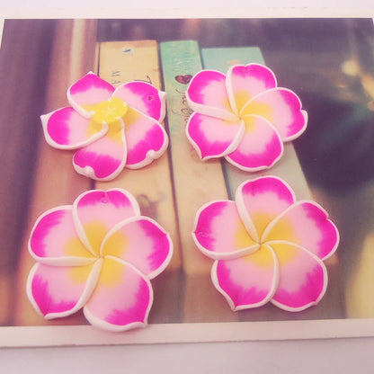 10pcs/Lots 30mm Polymer Clay Plumeria Rubra Flower Charming Petal Hole Diy Earrings Pendants Necklace Jewelry Making Materials