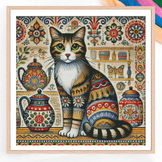 Patterned Cat Cross Stitch Kit