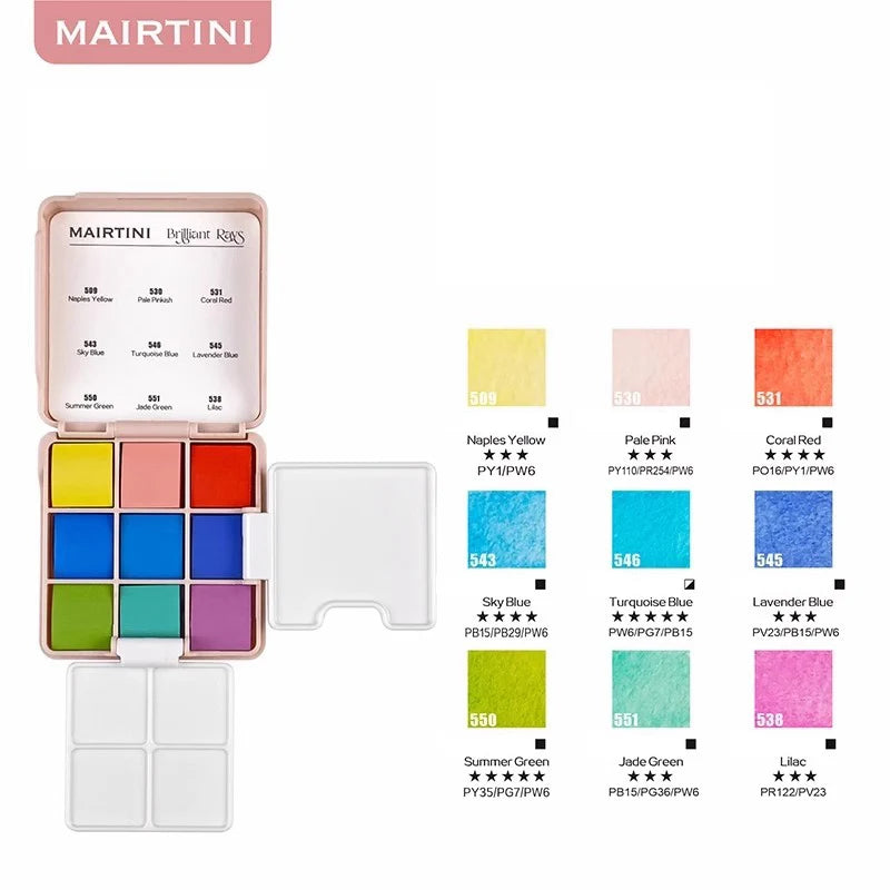 Travel Watercolor Paint Set - 9 Colors