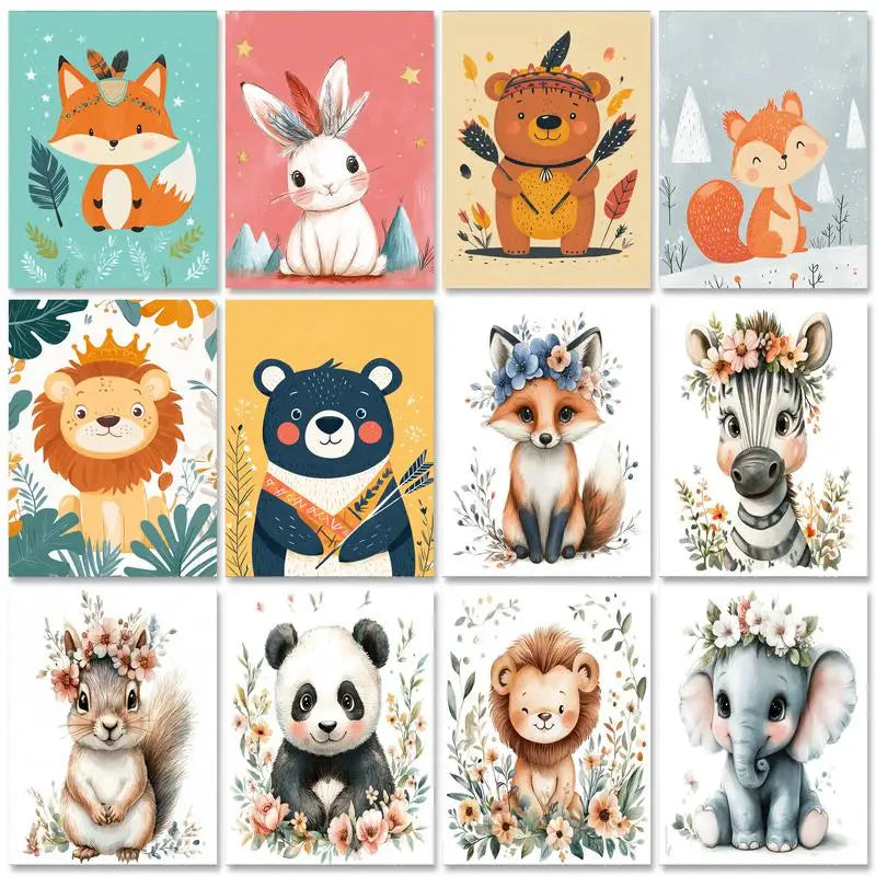 Cute Animals Paint By Number Kits - Perfect for a nursery and child's room