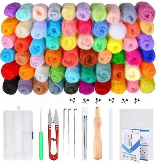 Wool Needle Felting Kit - 40 Colors of Wool