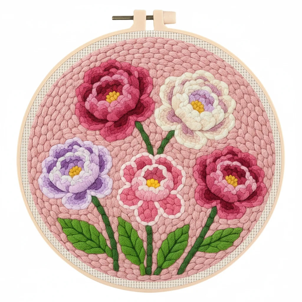 Flowers Punch Needle Kits - 20x20cm