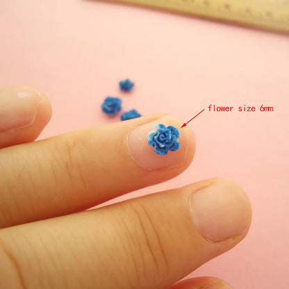 Small Roses for Resin Filling - 100pcs, Flat Back, 6mm or 8mm Size Choice