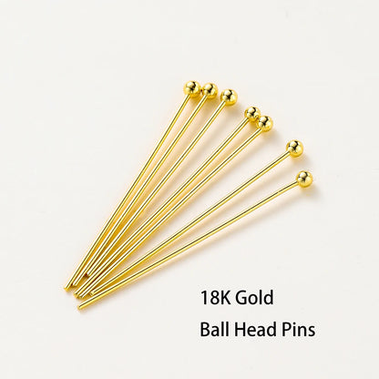 100pcs 16-50mm Flat Head, Ball and Eye Head Pins - Silver, Rhodium, Platinum and Gold - Jewelry Making Findings