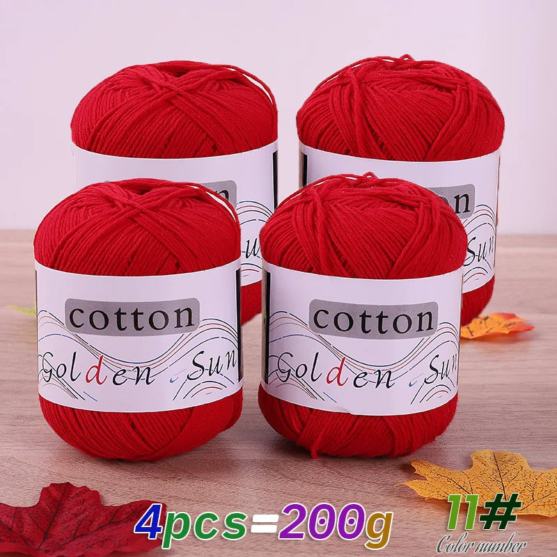 4 Pieces = 200g 100% Pure Cotton Yarn