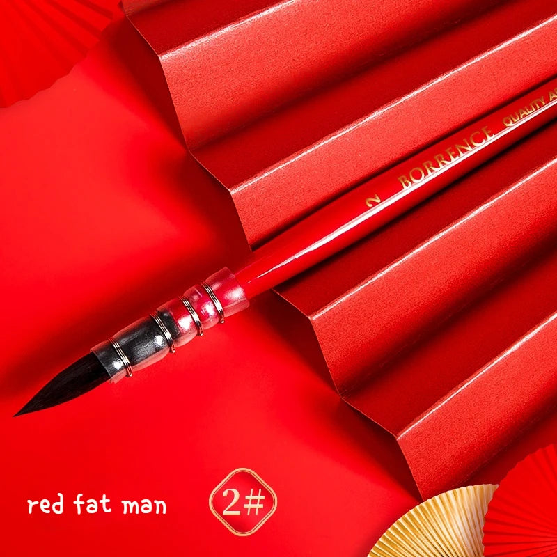 Squirrel Hair (Black handle) and Nylon (Red handle) Round Head, Pointed, Mop Brush for Watercolor