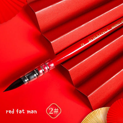Squirrel Hair (Black handle) and Nylon (Red handle) Round Head, Pointed, Mop Brush for Watercolor