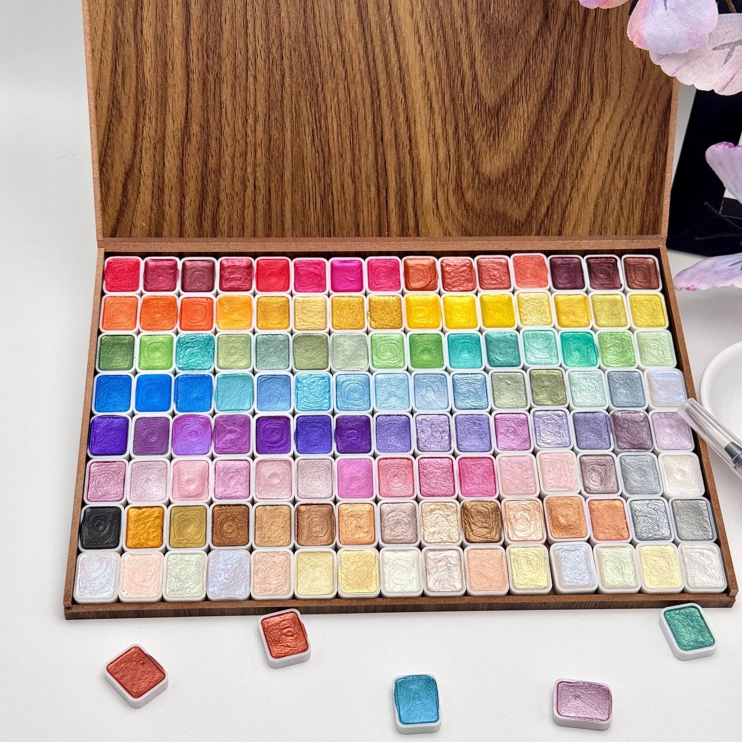 48, 60, 84, or 120 Colors of Pearl/Metallic Watercolor Paint Sets