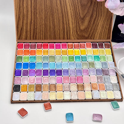 48, 60, 84, or 120 Colors of Pearl/Metallic Watercolor Paint Sets