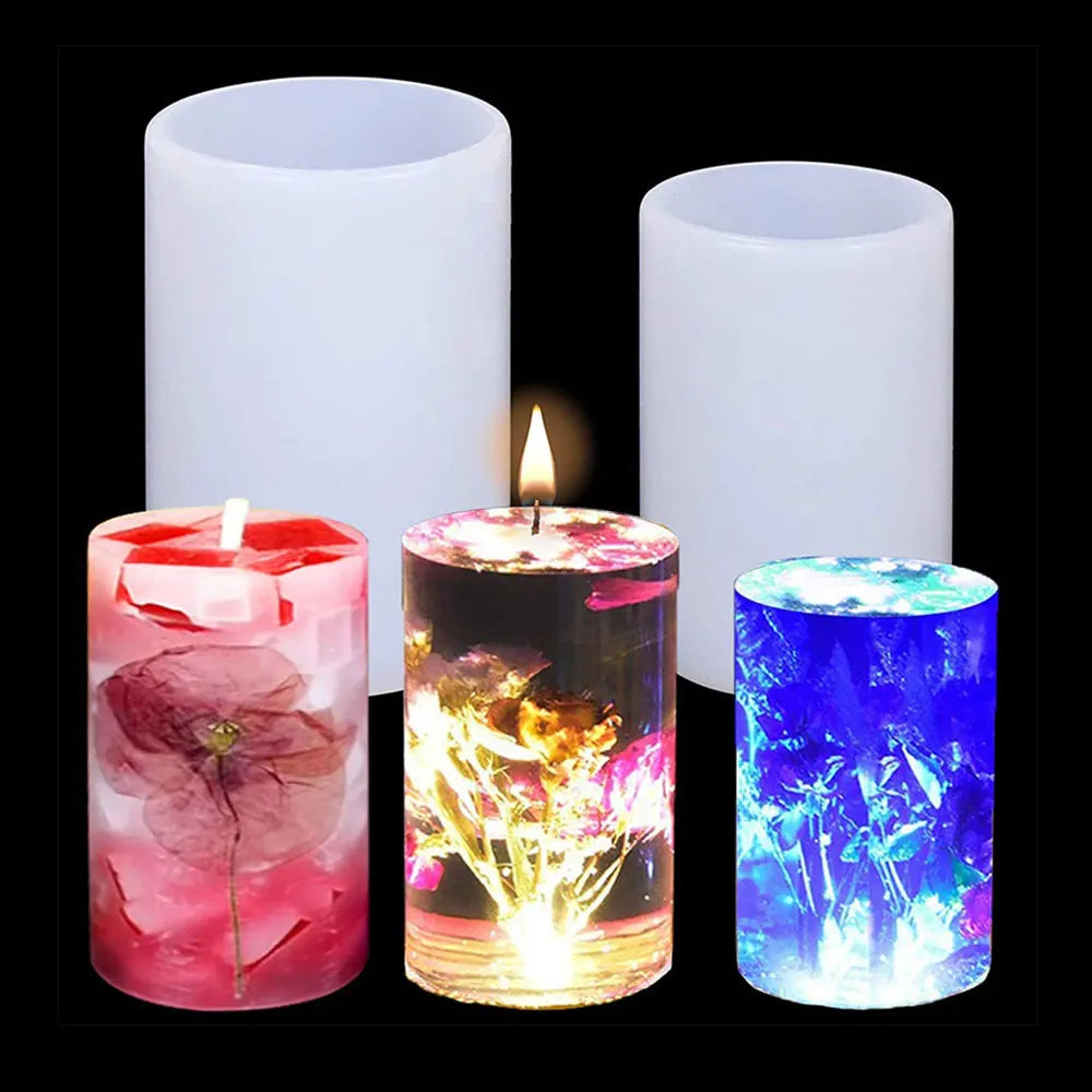 Cylinder and Hexagon Silicone Molds for Candle Making - 7 sizes