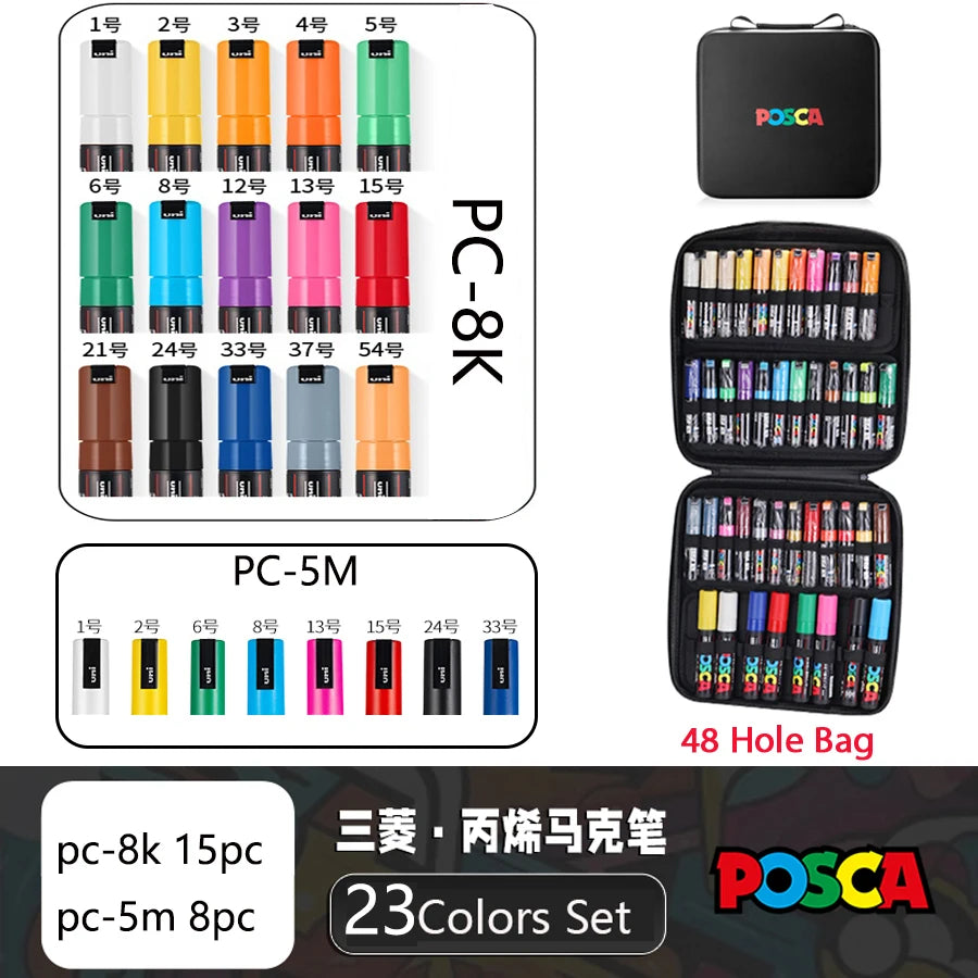POSCA Multi-Color Marker Pen Set with case