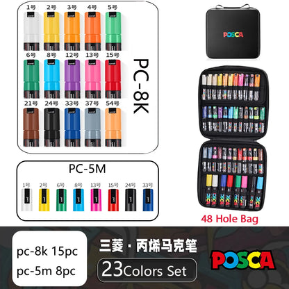 POSCA Multi-Color Marker Pen Set with case