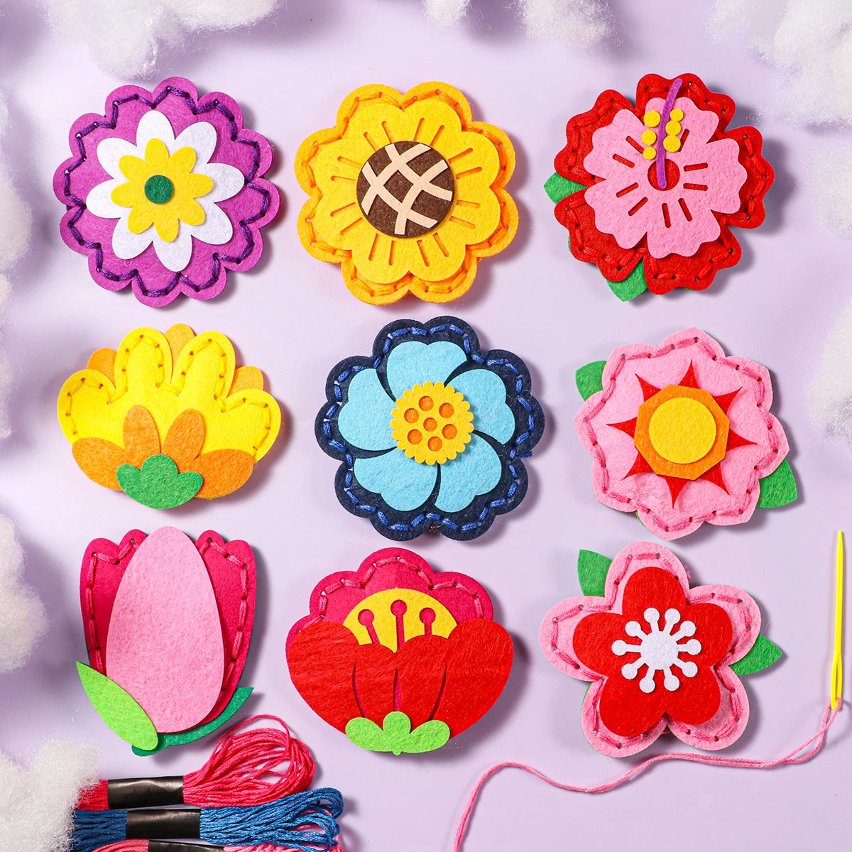 9-piece Floral Sewing Kit for Beginner Hand-Sewing