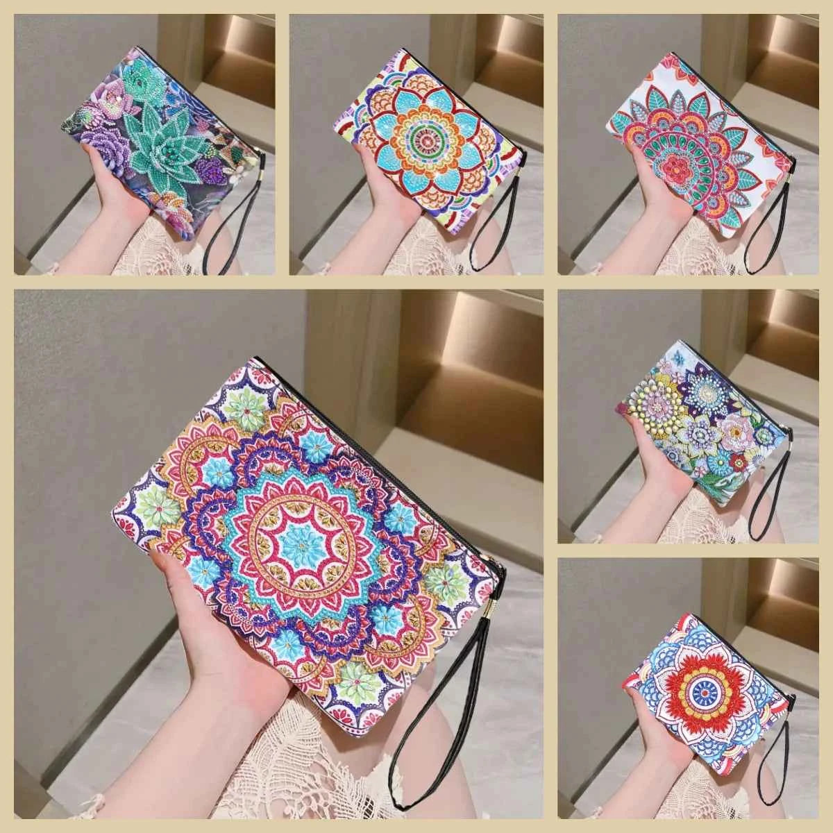 Mandala Diamond Art Clutch, PU Leather, 6 Designs