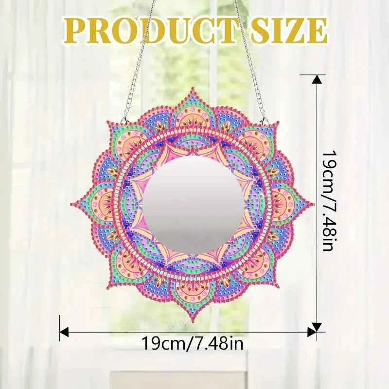 DIY Wooden Mandala Diamond Art Mirror, 19 x 19 cm