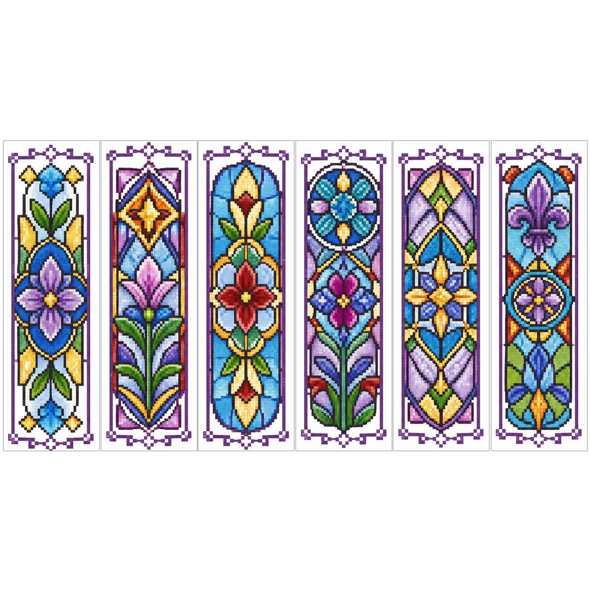 Cross Stitch Bookmark Kit – 6 Stamped 14CT Bookmarks, 12 Themes