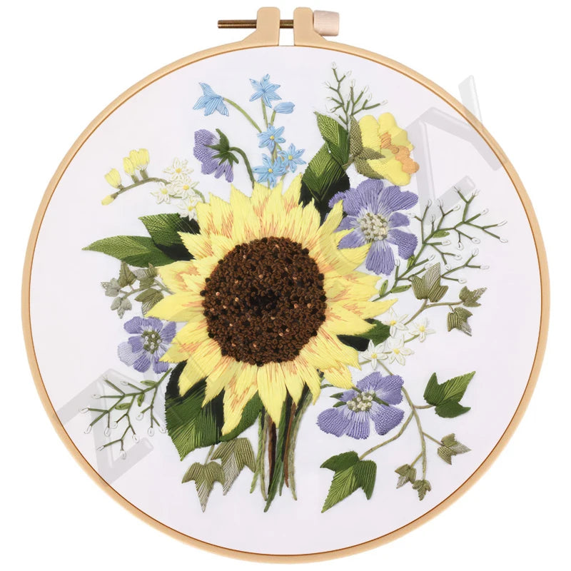 Butterfly, Animals and Flowers Embroidery Kits - 20x20cm