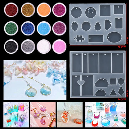 Resin Silicone Mold Set for Earrings, Necklaces, Pendants, Key Fobs