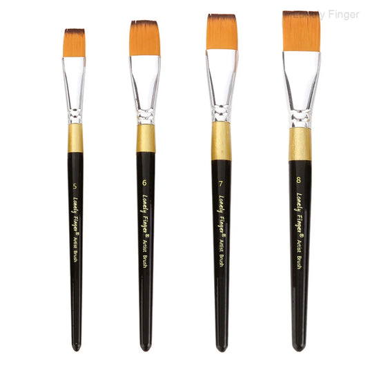 Single Flat Paint Brushes Sizes 5, 6, and 7 for  Acrylic or Watercolor, Premium Nylon Bristles
