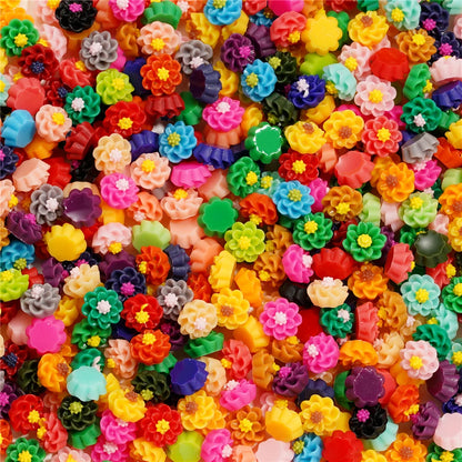 Mixed Flowers Resin Fillings for Jewelry Making - 100Pcs 6mm