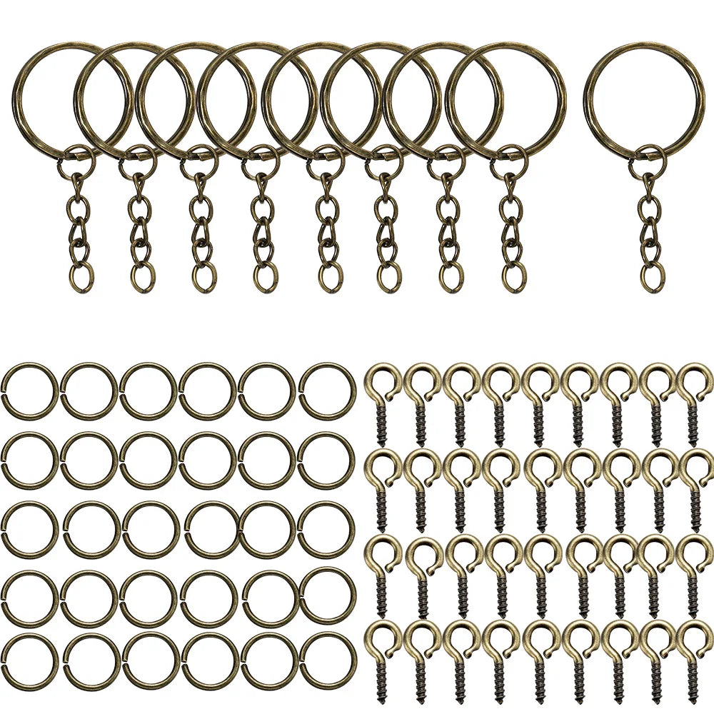110/220Pcs Keychain - Open Jump Rings, Eye Pins for Epoxy Resin Key Chains