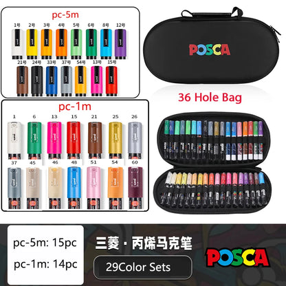 POSCA Multi-Color Marker Pen Set with case