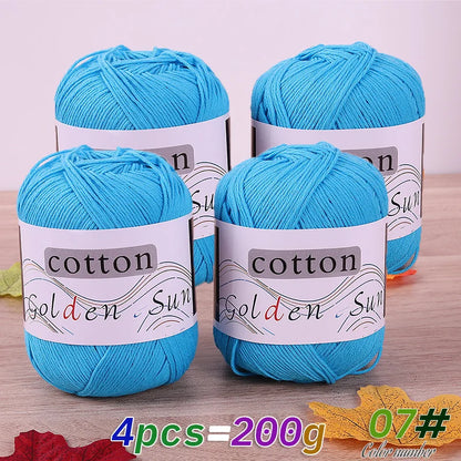 4 Pieces = 200g 100% Pure Cotton Yarn