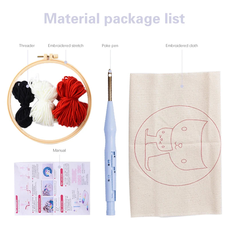 Animal Punch Needle Kits - for Kids and Beginners - 20x20cm