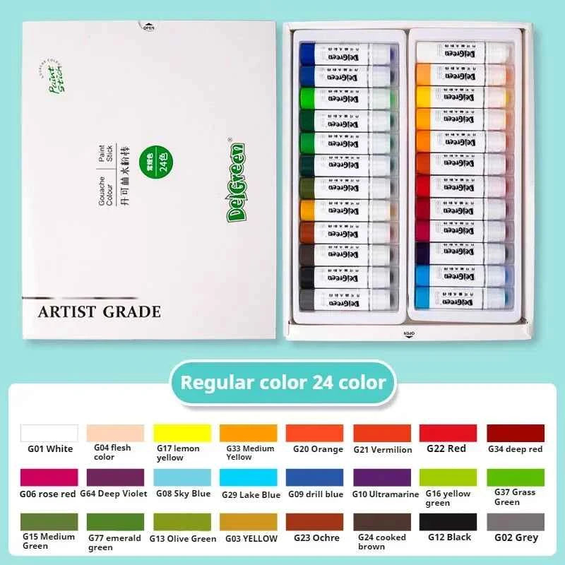 12, 18 or 24 Soft Washable Gouache Paint Stick Sets