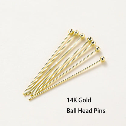 100pcs 16-50mm Flat Head, Ball and Eye Head Pins - Silver, Rhodium, Platinum and Gold - Jewelry Making Findings