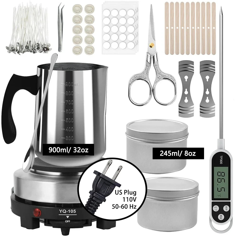 Candle Pouring Pot with Electric Hot Plate for Melting Wax, Candle Making Supplies and Tools for Candle Making