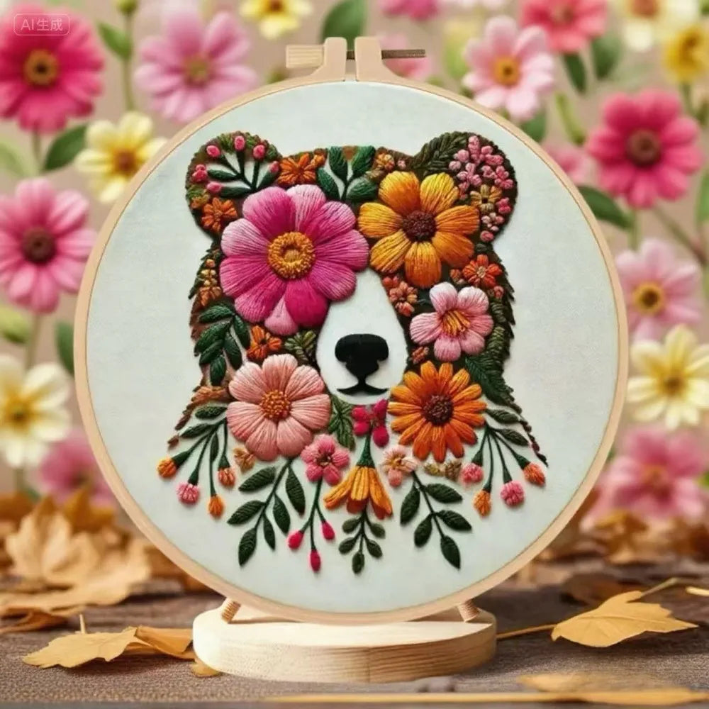Floral Bear Embroidery Kit