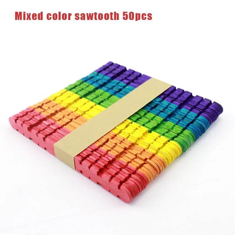 Pack of 50 mixed color sawtooth craft sticks